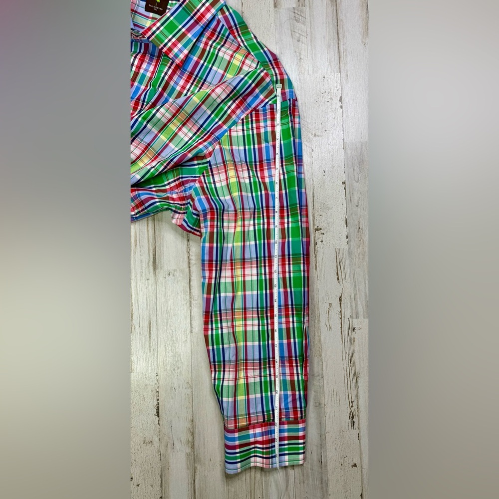 Tailorbyrd Mens Dress Shirt 4XL Long Sleeve Green Blue Button Up - Picture 7 of 13